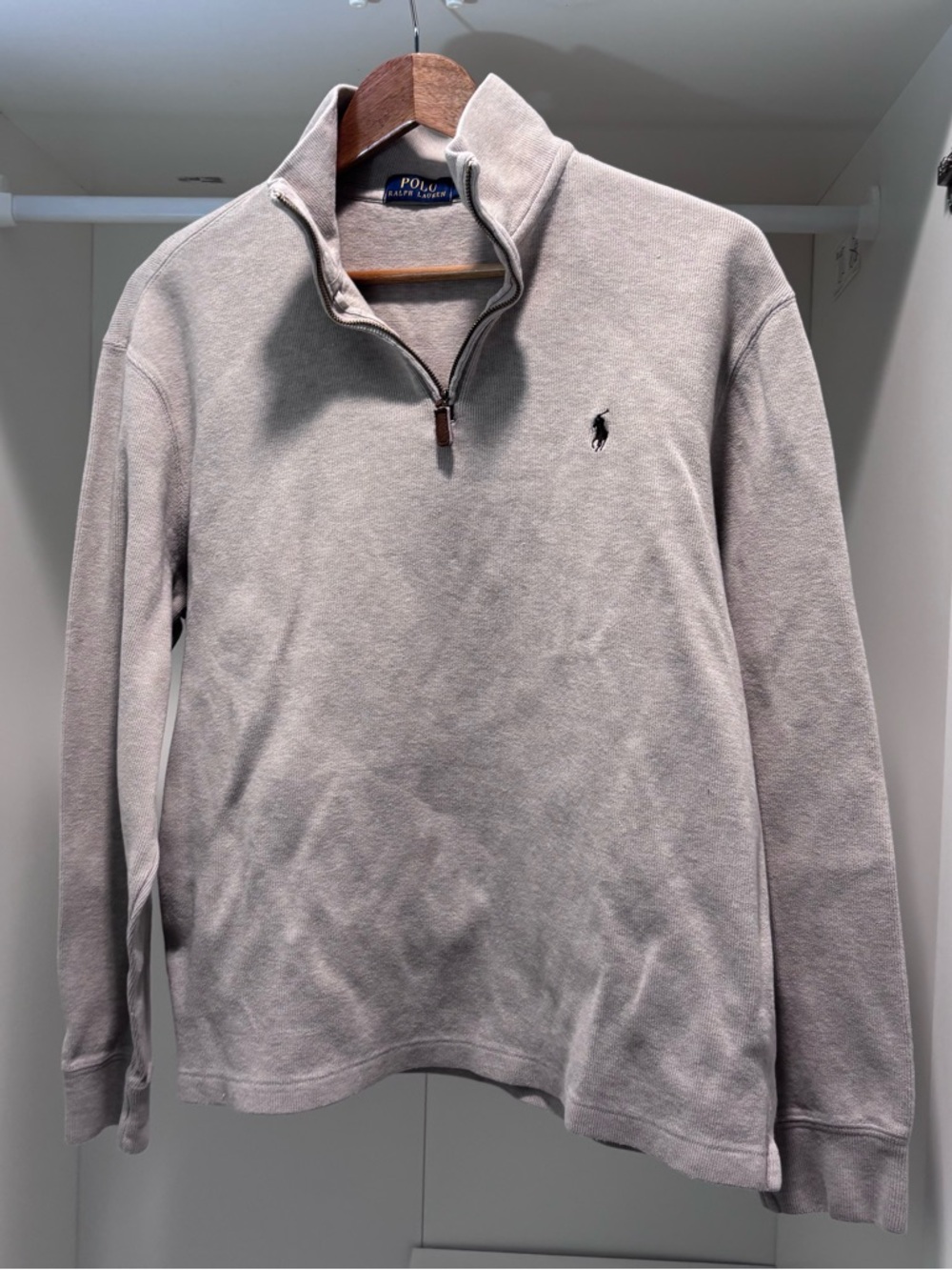 Polo by Ralph Lauren Men's Quarter-Zip Sweatshirt in tan beige